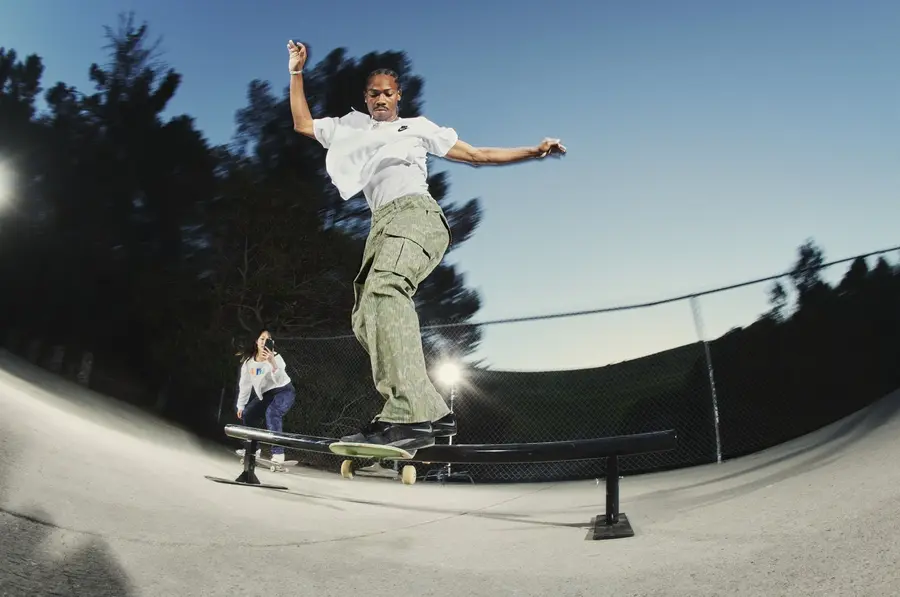 A skater mid-trick for Nike SB