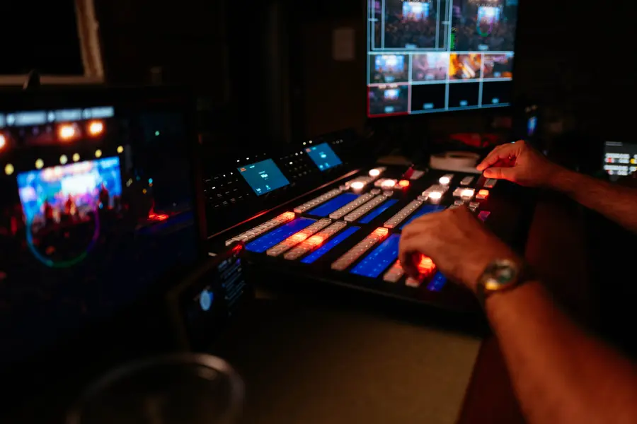 Hands on the switcher during the Stones Throw show